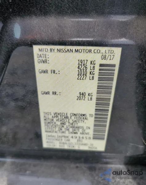 2017 Nissan Altima 2.5 from USA, damaged, VIN 1N4AL3AP9HC493458